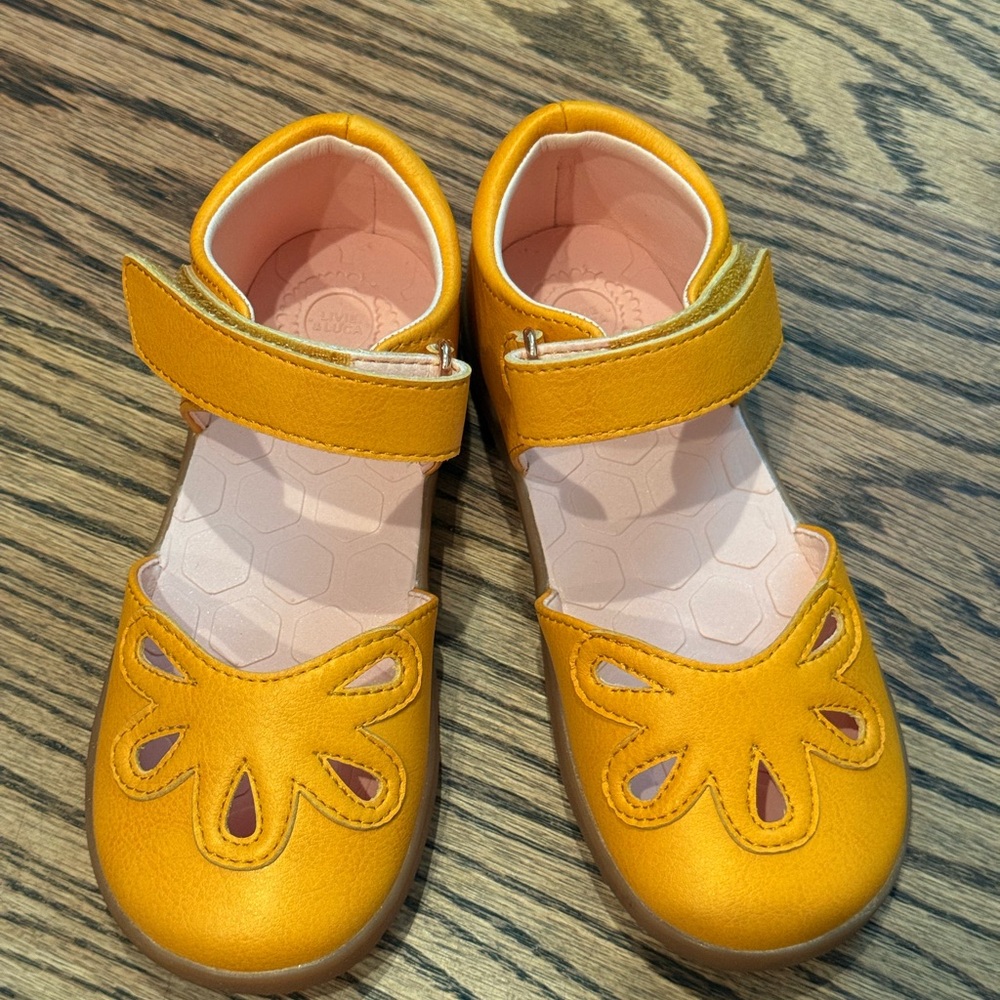 Livie & Luca Gold Kids Dress Shoes with Floral Cutout